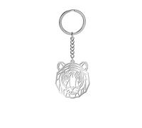 Amaxer Llavero de origami lindo de acero inoxidable con diseño geométrico hueco animal para amante de los animales unisex, Tigre