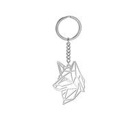 Amaxer Llavero de origami lindo de acero inoxidable con diseño geométrico hueco animal para amante de los animales unisex, Perro.