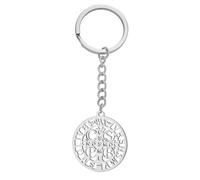 Amaxer Llavero unisex de San Benito de Nursia, de acero inoxidable, protección de cruz católica romana, joyería religiosa, llavero, plata, 25mm