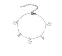 Amaxer Megan - Pulsera ajustable con colgante de estrella de David para mujer, seis puntas, religiosa, judía judía, Hanukkah, 22 centimeters, Acero inoxidable
