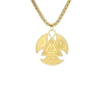 Amaxer Odin Valknut - Collar con colgante para hombre, vikingo, celta, nórdico, triple cuernos de Odín, luna creciente de cuerno de oden, collar de cadena de joyería de acero inoxidable, L50, Acero