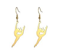 Amaxer Pendientes de gimnasia para niñas, regalos de gimnasia, joyería inspiradora de gimnasia, regalos de equipo de gimnasia, aretes colgantes de gota, Acero inoxidable