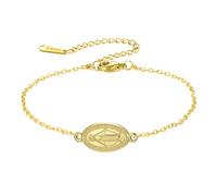 Amaxer Pulsera con dije de la Virgen María para mujer, medalla milagrosa, joyería religiosa católica, joyería religiosa, cadena ajustable, tobillera con cuentas, talla única, Acero inoxidable, Acero