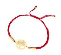 Amaxer Pulsera de cuerda tejida con árbol de la vida para mujer, diseño de árbol de la vida, ahuecado, ajustable, cuerda trenzada, pulsera de la amistad, talla única, Acero inoxidable, No es una