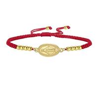 Amaxer Pulsera de cuerda tejida de la Virgen María para mujer, medalla milagrosa, joyería religiosa católica, joyería religiosa, pulsera trenzada ajustable de acero inoxidable, talla única, Acero