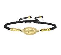 Amaxer Pulsera de cuerda tejida de la Virgen María para mujer, medalla milagrosa, joyería religiosa católica, joyería religiosa, pulsera trenzada ajustable de acero inoxidable, talla única, Acero