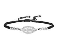Amaxer Pulsera de cuerda tejida de la Virgen María para mujer, medalla milagrosa, joyería religiosa católica, joyería religiosa, pulsera trenzada ajustable de acero inoxidable, talla única, Acero