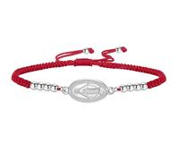 Amaxer Pulsera de cuerda tejida de la Virgen María para mujer, medalla milagrosa, joyería religiosa católica, joyería religiosa, pulsera trenzada ajustable de acero inoxidable, talla única, Acero