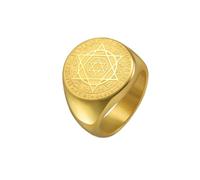 Amaxer Talismán Sello Salomón Signet Anillo para Hombres 12 Constelación Hexagrama Seis Puntas Estrella Protección Amuleto Anillos