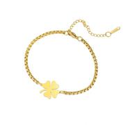 Amaxer Tobillera ajustable con cuentas de trébol de cuatro hojas de la suerte, pulsera ajustable para el día de San Patricio, amuleto de buena suerte, flor, L22cm, Acero inoxidable, Sin piedra