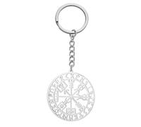 Amaxer Vegvisir - Llavero de brújula unisex de acero inoxidable con amuleto vikingo nórdico Vegvisir runa, talismán, llavero de joyería, plata, 25mm