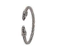 Amaxer Viking Nórdico Fenrir Lobo Cabeza Odin Cuervo Dragón Abierto Brazalete de Acero Inoxidable Fuerte Amuleto Protección de Joyería para Hombres y Mujeres, 70 mm, Acero inoxidable