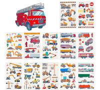 Amaxiu 12 Hojas de Tatuaje de Vehículos para Niños, Coches Impermeables Tatuajes Temporales Camiones Transporte Tatuajes Temporales Excavadora Bulldozer Suministros para Fiestas para Niños