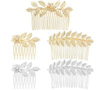 Amaxiu 5 peines laterales para cabello, peineta con diamantes dorados y plateados, pinzas con flores y dientes, peinetas laterales