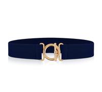 Amaxiu Cinturón elástico invisible para mujer, cinturón elástico invisible para mujer, con hebilla plana dorada, cinturón de cintura delgada para pantalones de mezclilla, vestidos, Azul, Talla única