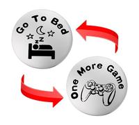 Amaxiu Decision Makers - Monedas de regalo para los amantes de los juegos, monedas divertidas de destino, un juego más o ir a la cama, de acero inoxidable, opción de desafío, moneda de la suerte para
