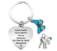Amaxiu Llavero con inspiradora mariposa, Amuleto de la suerte regalos de aliento llavero llavero de poesía personalizado para mujer con colgante de mariposa para cartera de llaves de coche