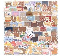 Amaxiu Pack de 102 Pegatinas de Osos de Dibujos Animados, Impermeables Kawaii Lindas Animales Pegatinas de Osos K Pop, Decoraciones DIY para Computadora Portátil, Botellas de Agua, Monopatín (A)