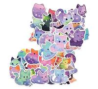 Amaxiu Pack de 50 Pegatinas Kawaii de Gatos de Cielo Estrellado, Stickers de Gatos de Animales Lindos, Estéticas Pegatinas de Vinilo Impermeables para Computadora, Laptop, Scrapbook, Diarios