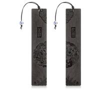 Amaxiu Paquete de 2 marcapáginas de madera hechos a mano, marcapáginas de artesanía de tallado natural, marca de libro vintage para hombres, mujeres, lectores, profesores