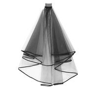 Amaxiu Velo corto de novia con peine, 2 niveles de tul negro, longitud del codo, velo de novia de 60 a 80 cm, para fiestas, cumpleaños, bodas, mascaradas, Negro , 60-80