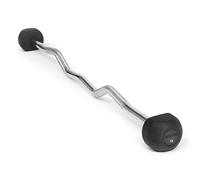 AMAYA SPORT Barra Curva Acero recubierto de Caucho Negro - 15 kg, Barra Z con Sujeción Segura de Pesas, Mango de alta Resistencia, Sujeción Antideslizante, Estable y Cómodo