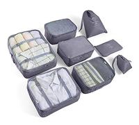 AMAYGA 8pcs Bolsas De Almacenamiento De Viaje a Prueba De Agua Cubo Organizador De Equipaje, Embalaje de Viaje de Ropa Zapatos, Cosméticos Accesorios (Gris)