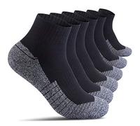 AMAZ-PLAY Calcetines de algodón para hombre de corte bajo, cojín máximo para tobillo atlético grueso para hombre, calcetines para senderismo, correr, deportes, trabajo, 6 unidades, color negro, talla