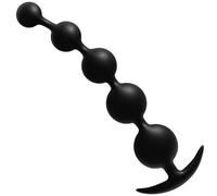 AMAZBEE Bolas Anales de silicona con bolas de diferentes tamaños Pliable & skin friendly anal beads sex toy with narrow flared base butt plug dildo for men women black (5 Bead)