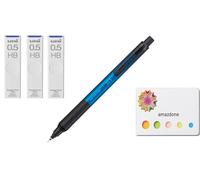 amazdone Uni Kurutoga KS - Portaminas azul de 0,5 mm (M5KS1P.33) + minas uni a prueba de manchas, 0,5 mm HB, juego de 3 notas adhesivas