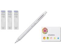 amazdone Uni Kurutoga KS - Portaminas de 0,5 mm, color gris claro (M5KS1P.37) + minas uni a prueba de manchas, 0,5 mm HB, juego de 3 notas adhesivas