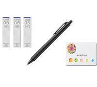 amazdone Uni Kurutoga KS - Portaminas negro de 0,5 mm (M5KS1P.24) + minas uni a prueba de manchas, 0,5 mm HB, juego de 3 notas adhesivas