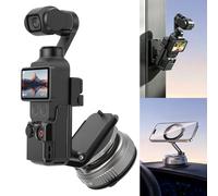 AMAZEAR Combo de soporte magnético y ventosa para coche para DJI OSMO Pocket 3 accesorios, abrazadera magnética de absorción fuerte y soporte base para espejo, vidrio, azulejos, metal, negro