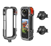 Amazear Funda protectora de metal para accesorios Insta360 X4, marco multifunción mejorado Insta 360 X4 de liberación rápida, construcción más fuerte, jaula de aluminio con tapa protectora de lente de