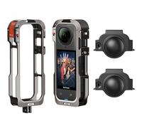 Amazear Funda protectora de metal para accesorios Insta360 X5, Insta 360 X5, marco multifunción, construcción más fuerte, jaula de aluminio con bloqueo de liberación rápida, varios soportes de
