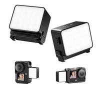 AMAZEAR Luz de video LED magnética para DJI Osmo Action 6, accesorios para fotografía, selfie, vlog, flash de iluminación | CRI≥95 | 5600 K | Brillo ajustable | 1.6 W | Recargable por USB-C | Negro