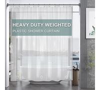 AmazerBath Cortina de ducha, 72 x 72 pulgadas, de plástico resistente, transparente, impermeable, PEVA, gruesa, con 3 piedras grandes transparentes pesadas y 12 ojales inoxidables