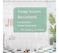 AmazerBath - Cortina de ducha de plástico EVA de calibre 8, con pesos transparentes muy resistentes y ojales de metal - Cortinas de baño gruesas e impermeables