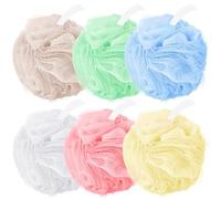 Amazerbst Paquete de 6 esponjas de baño, bolas de malla, esponjas de ducha, esponja de lufa, lavado de espalda, limpieza corporal, exfoliante, esponja de lufa, accesorios de baño, mujeres y hombres
