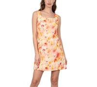 Amazhiyu Vestido de lino de verano para mujer, vestido de verano, mini vestido de playa, vestido corto, sin mangas, vestido ancho con tirantes anchos, cuello cuadrado ligero, mini vestido de flores