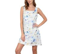 Amazhiyu Vestido de lino de verano para mujer, vestido de verano, mini vestido de playa, vestido corto, sin mangas, vestido ancho con tirantes anchos, cuello cuadrado ligero, mini vestido de flores