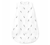 Amazing Baby by Swaddledesigns, Saquito de Dormir de Muselina de Algodón con Cremallera de 2 Vías, Pluma Pequeña, Negro, Grande, 12-18 Meses