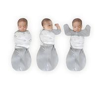 Amazing Baby Omni Swaddle Sack with Wrap & Arms Up Sleeves & Mitten Cuffs, Gray Stars, Small 0-3 Months