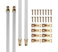 Amazing Drapery Hardware Barras de cortina giratorias blancas con extremos de latón, juego de 4 (accesorios incluidos), longitud ajustable de 11 a 19 pulgadas, varillas de metal fáciles de instalar