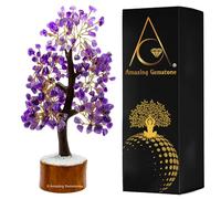 Amazing Gemstone Amatista Natural Curativa Bonsái Feng Shui Árbol de la Vida de la Fortuna para la Decoración de la Oficina en el Hogar (Caja de Regalo, 10-12 pulgadas) Amatista
