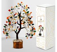 Amazing Gemstone Chakra Natural Curación Bonsai Feng Shui Fortuna Dinero Árbol de la Vida para la decoración de la oficina en casa (Caja de regalo listo, 10-12 pulgadas) Mezclar Chakra