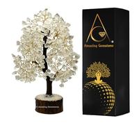 Amazing Gemstone Cuarzo Claro Curativo Natural Bonsai Feng Shui Árbol de la Vida de la Fortuna para la Decoración del Hogar y la Oficina (Caja de Regalo, 10-12 pulgadas) Cuarzo Claro