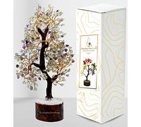 Amazing Gemstone Fluorita Natural Curativa Bonsái Feng Shui Fortuna Dinero Árbol de la Vida para la Decoración de la Oficina del Hogar (Caja de Regalo, 10-12 pulgadas) Fluorita