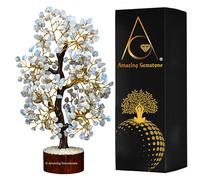 Amazing Gemstone Piedra de Cristal Curativo Bonsái Feng Shui Árbol de la Vida de la Fortuna para la Decoración del Hogar y la Oficina (Caja de Regalo, 10-12 pulgadas) Piedra Lunar Arcoíris