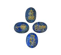 Amazing Gemstone Piedras de Reiki de Cristal de Lapislázuli con Símbolos Grabados para la Sanación de Reiki Usui, Juego de 4 Piezas (Set de Regalo de Reiki Hecho a Mano en la India) Lapislázuli